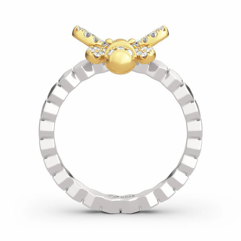 Wholesale Alloy Cute Bee Studded Diamond Ring