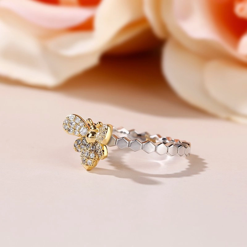 Wholesale Alloy Cute Bee Studded Diamond Ring