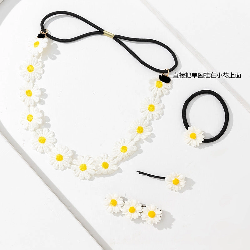 Wholesale Alloy Daisy Flower Bracelet Necklace Headband Hair Accessories Headgear