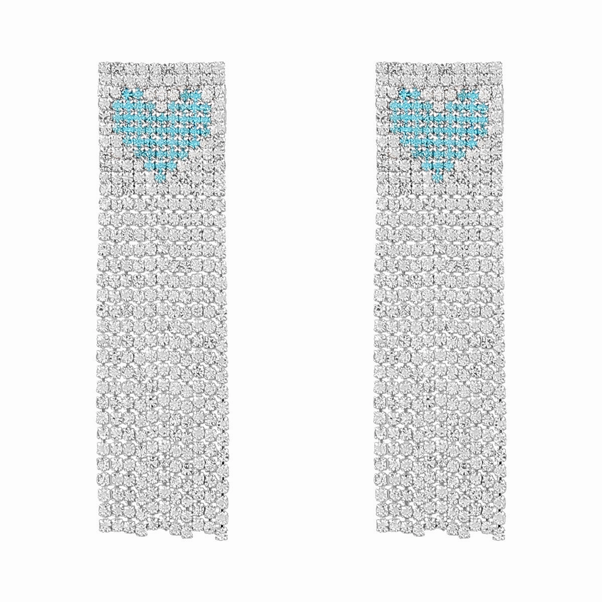 Wholesale Alloy Diamond Heart Tassel Earrings