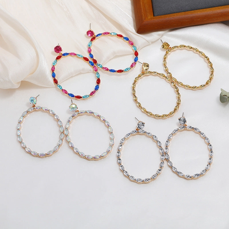 Wholesale Alloy Diamond Oval Drop Earrings