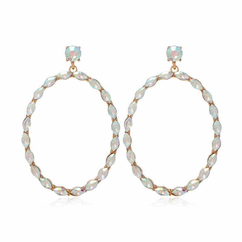 Wholesale Alloy Diamond Oval Drop Earrings