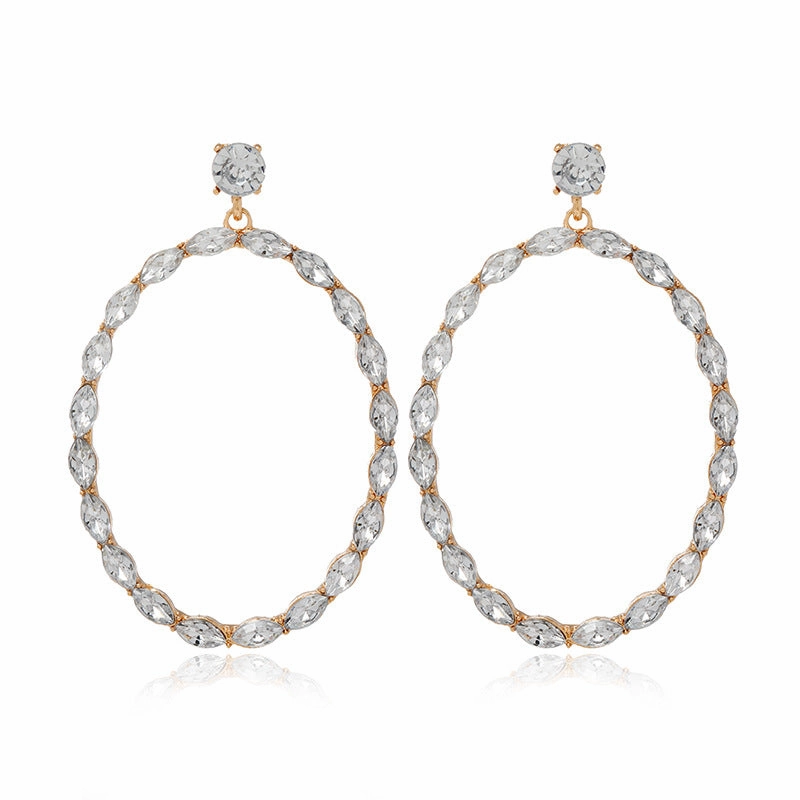 Wholesale Alloy Diamond Oval Drop Earrings