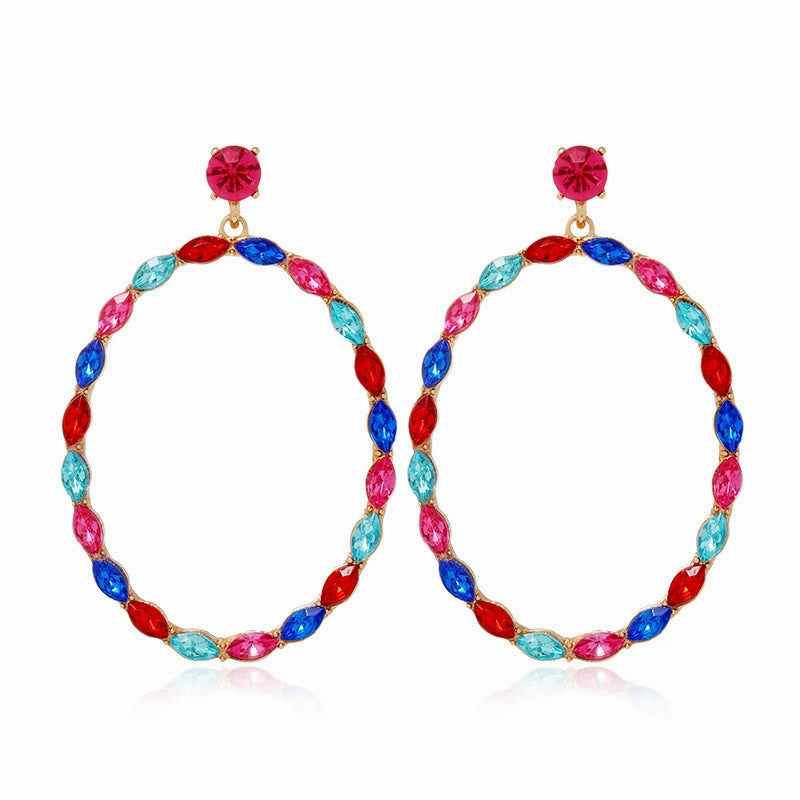 Wholesale Alloy Diamond Oval Drop Earrings