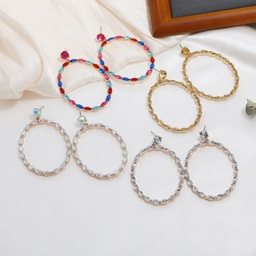 Wholesale Alloy Diamond Oval Drop Earrings
