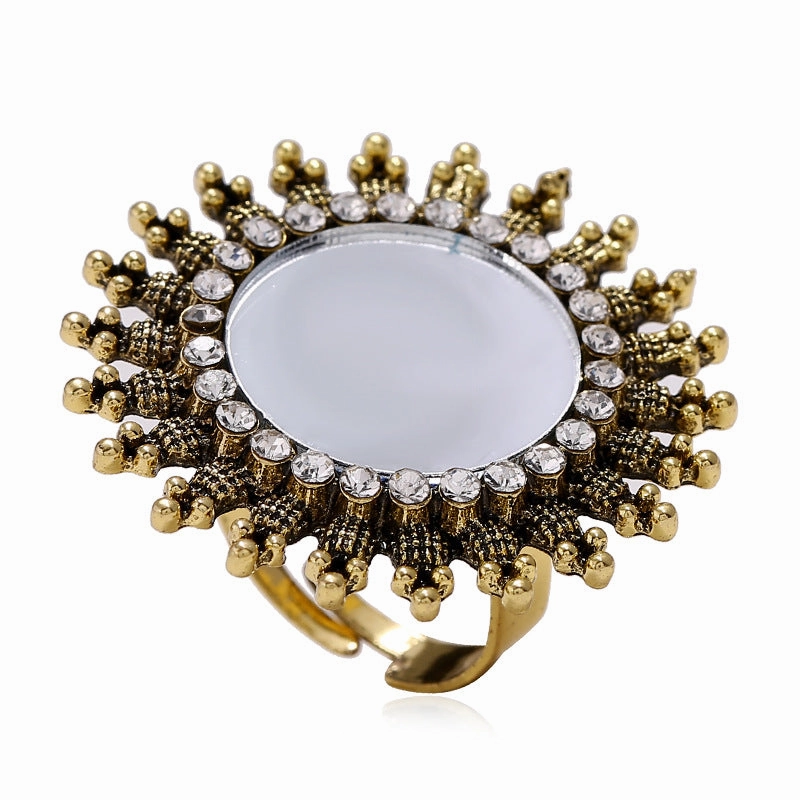 Wholesale Alloy Diamond Retro Personality Exaggerated Creative Opening Adjustable Ring