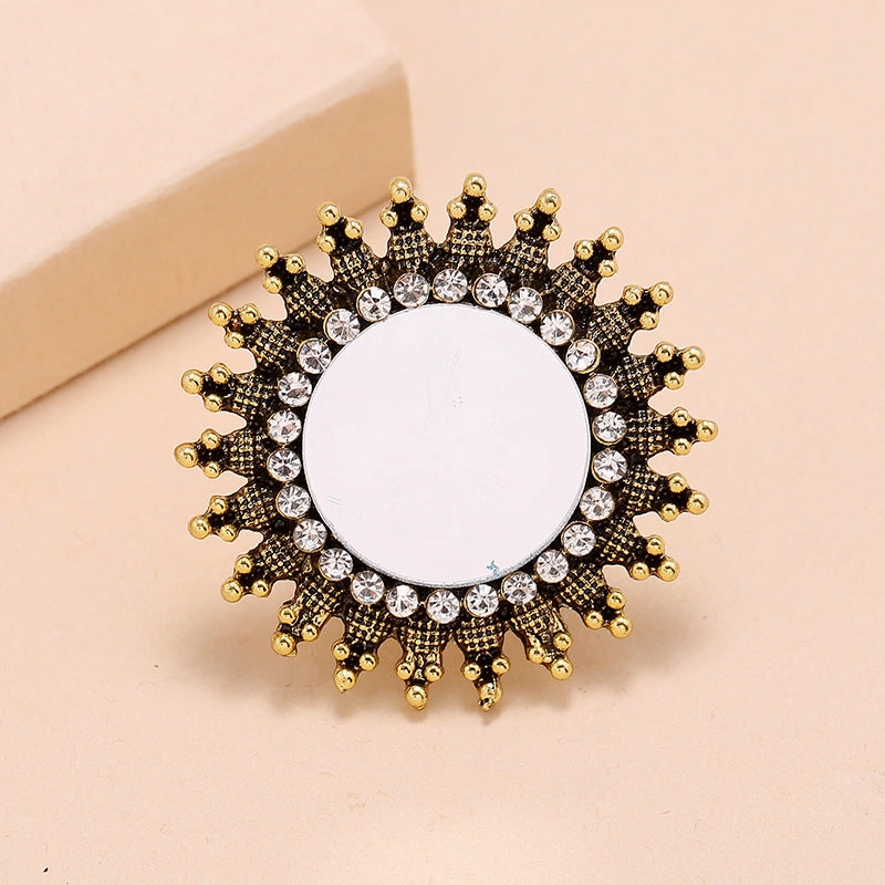 Wholesale Alloy Diamond Retro Personality Exaggerated Creative Opening Adjustable Ring