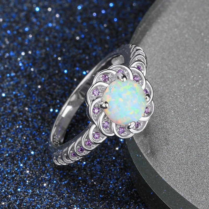 Wholesale Alloy Diamond Round Flower Ring