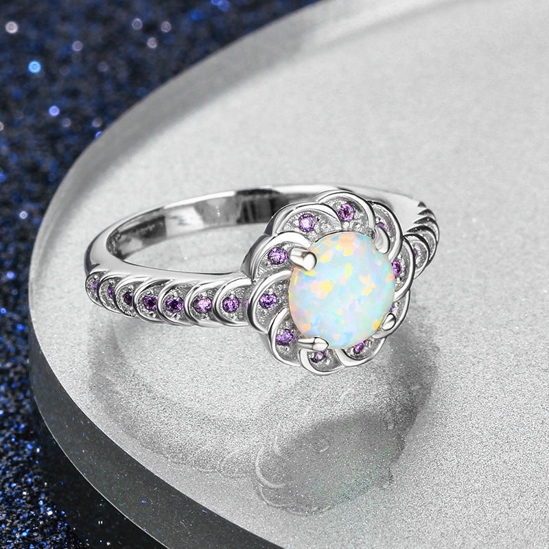 Wholesale Alloy Diamond Round Flower Ring