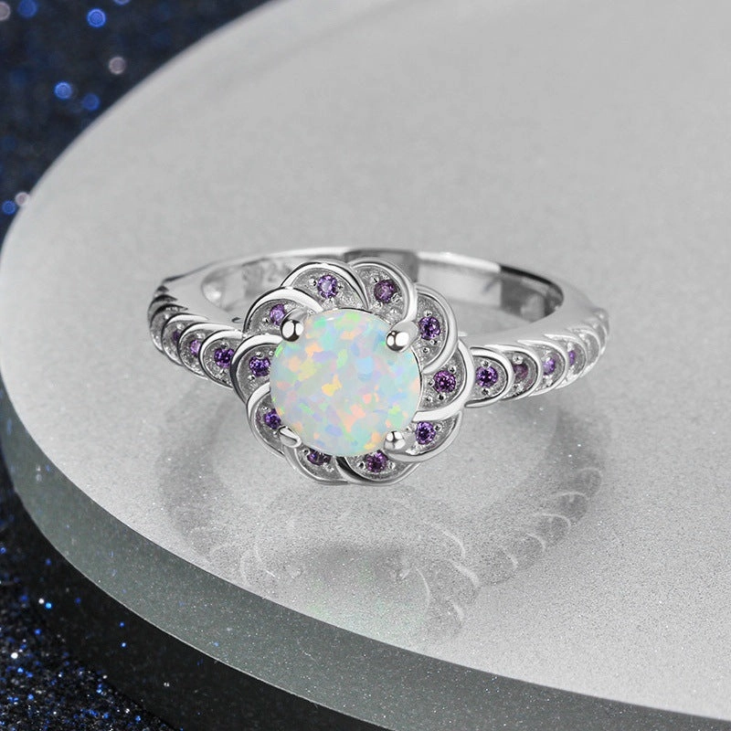 Wholesale Alloy Diamond Round Flower Ring