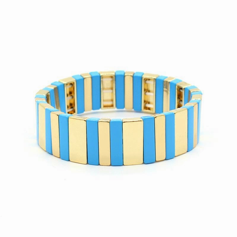 Wholesale Alloy Enamel Geometric Rectangular Rainbow Bracelets