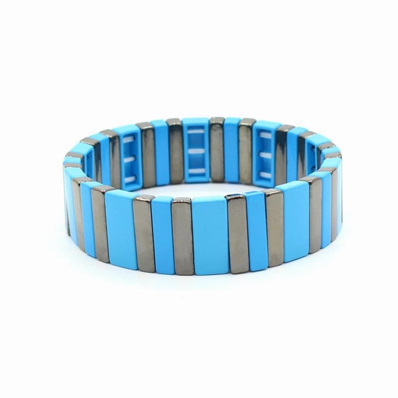 Wholesale Alloy Enamel Geometric Rectangular Rainbow Bracelets