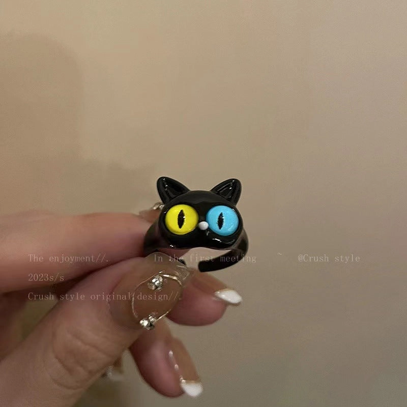 Wholesale Alloy Funny Black Cat Ring