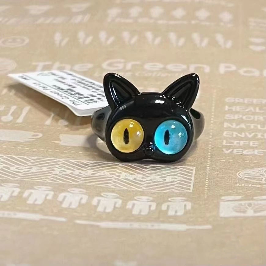Wholesale Alloy Funny Black Cat Ring