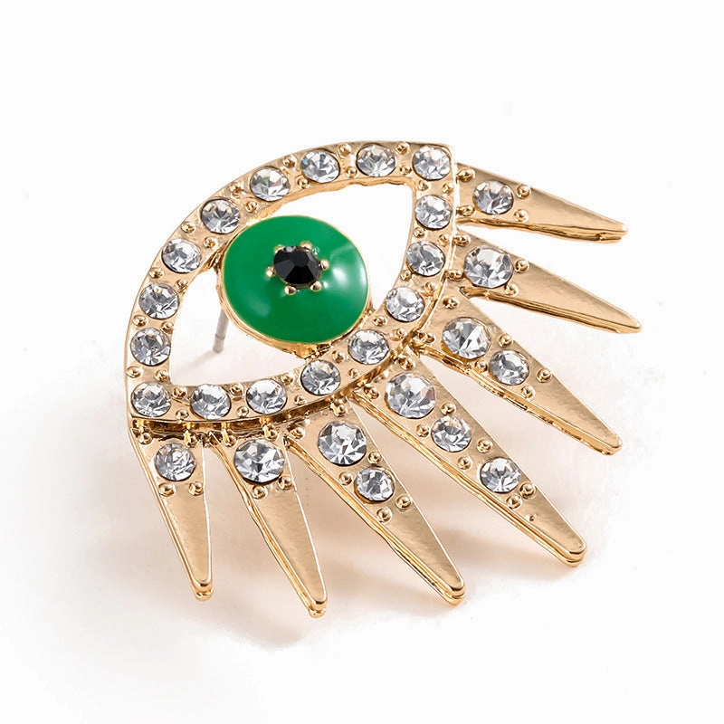 Wholesale Alloy Gold Plated Diamond Dripping Devil's Eye Earrings