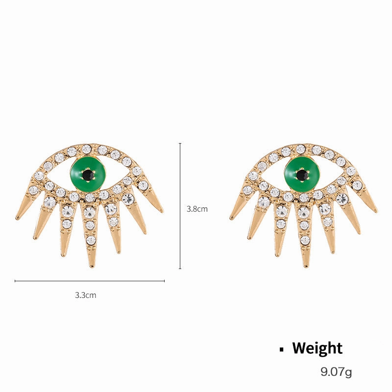Wholesale Alloy Gold Plated Diamond Dripping Devil's Eye Earrings