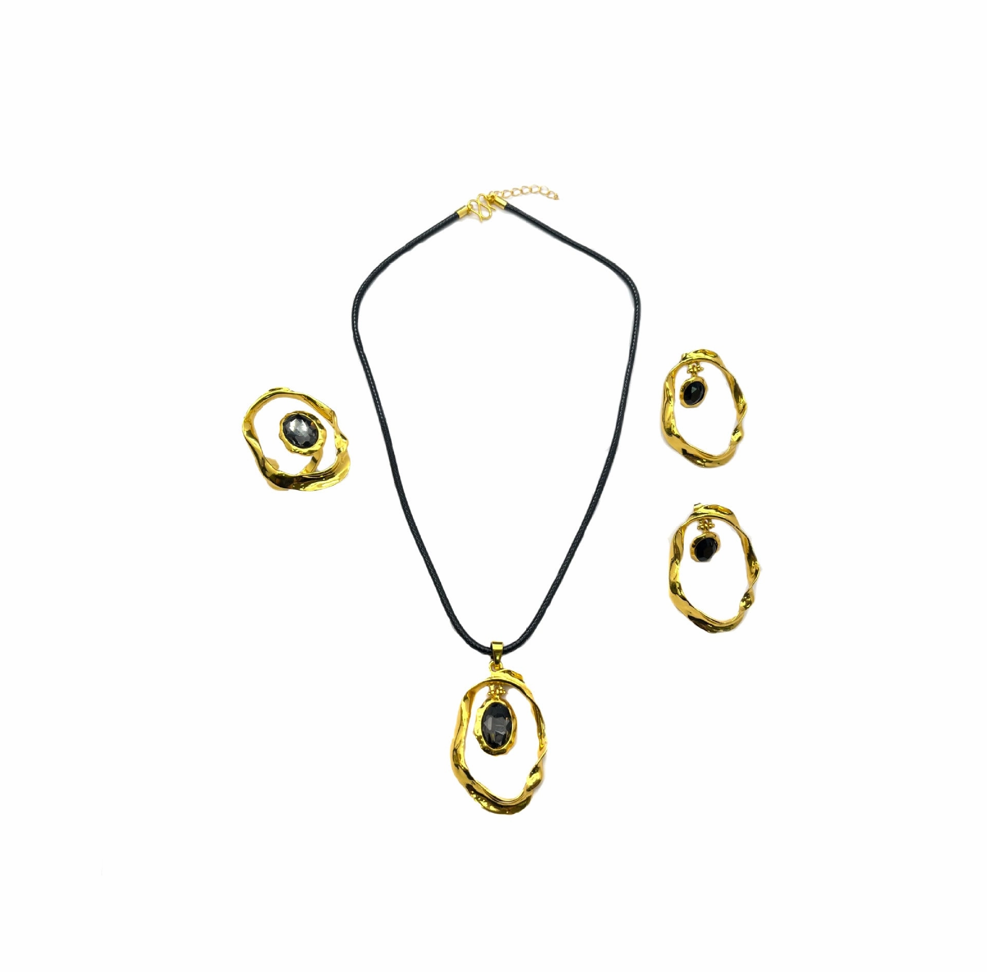 Wholesale Alloy Gold Plated Ring Necklace Set