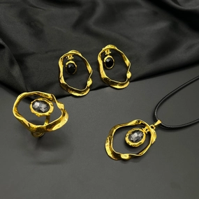 Wholesale Alloy Gold Plated Ring Necklace Set