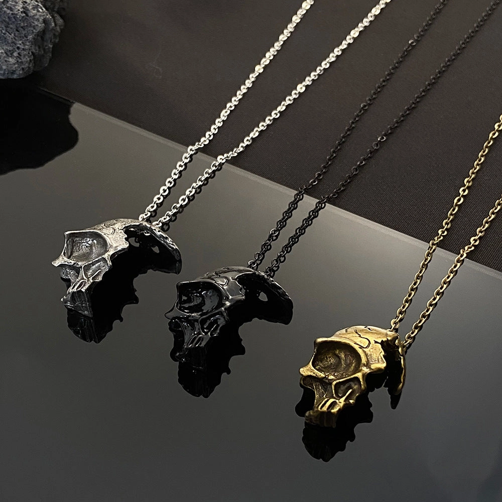 Wholesale Alloy Gothic Half Face Skull Necklace