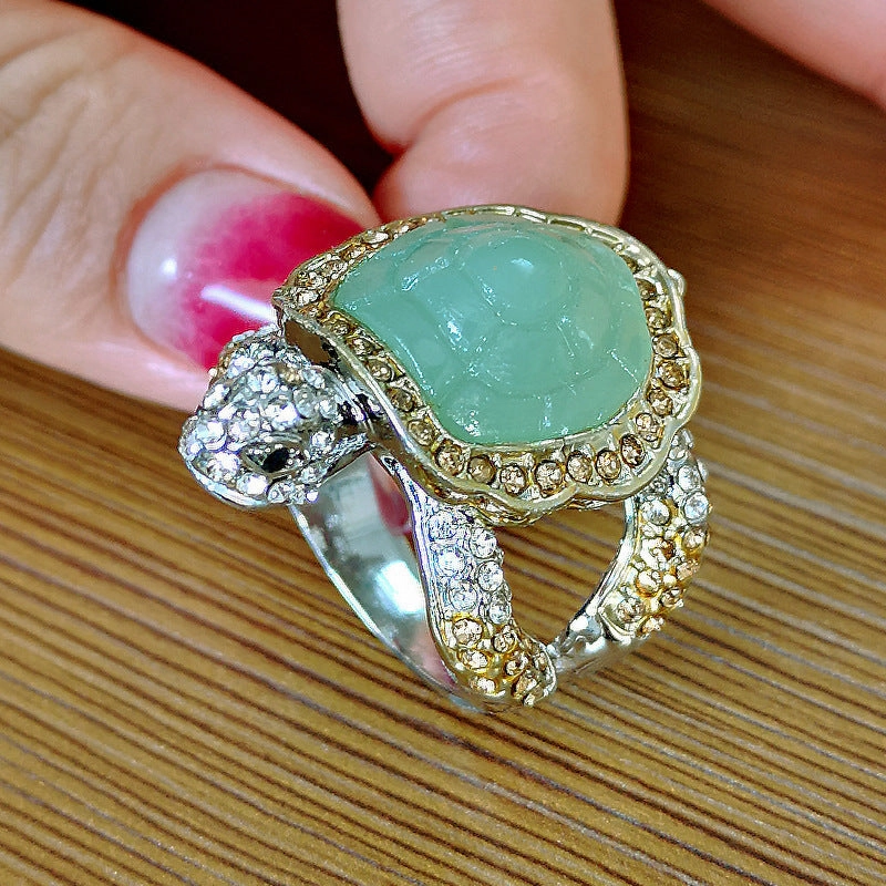 Wholesale Alloy Grass Green Jewelry Turtle Ring