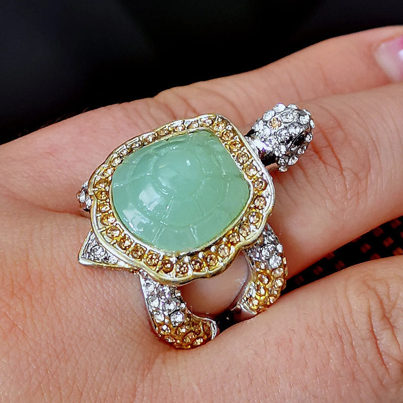 Wholesale Alloy Grass Green Jewelry Turtle Ring