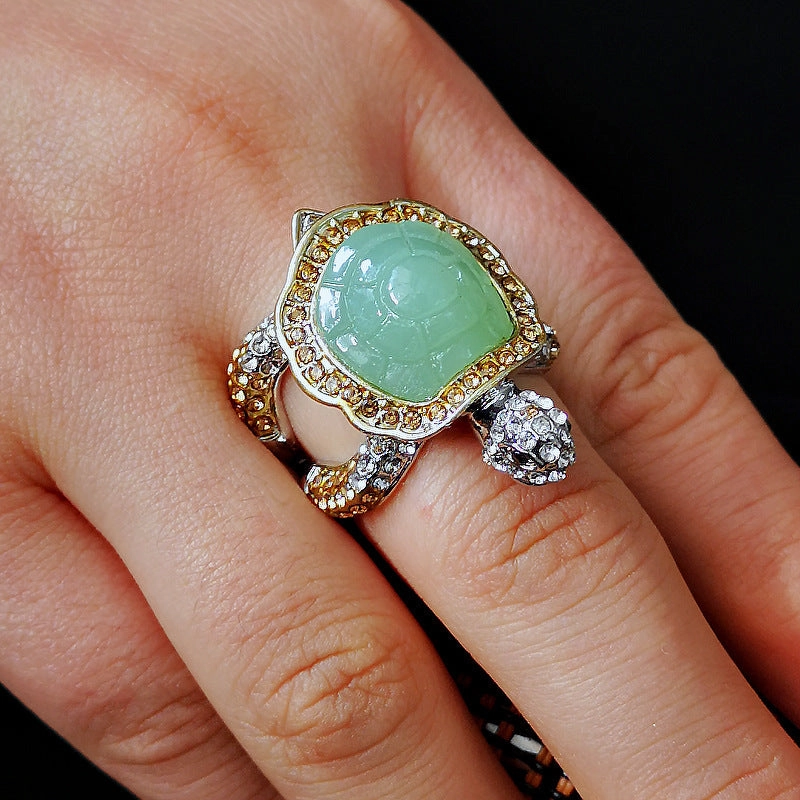 Wholesale Alloy Grass Green Jewelry Turtle Ring