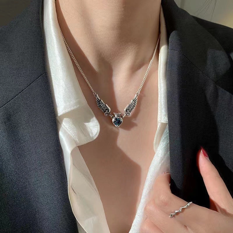 Wholesale Alloy Heart Crown Wings Necklace