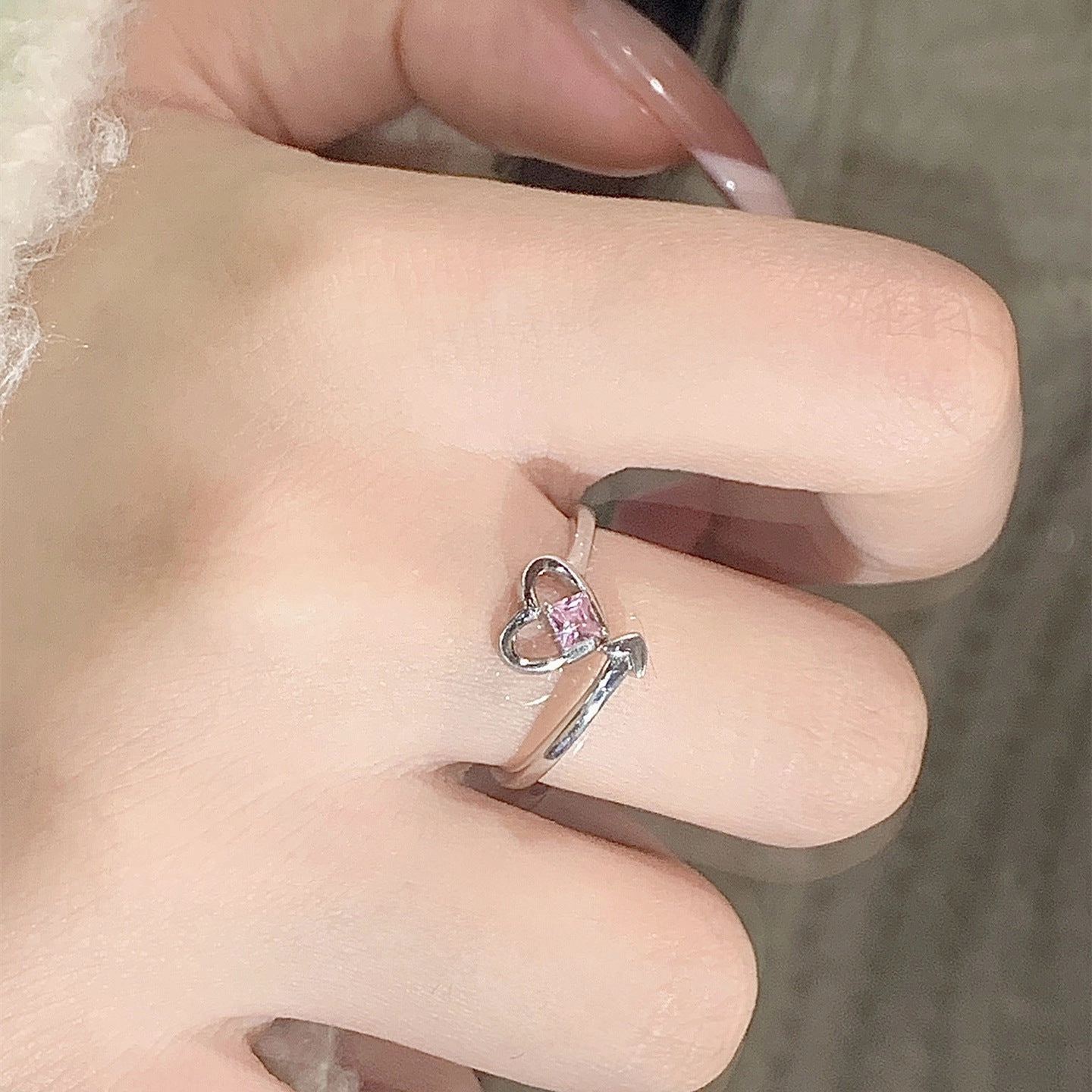 Wholesale Alloy Heart Korean Style Adjustable Ring