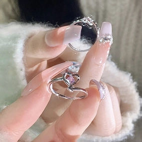 Wholesale Alloy Heart Korean Style Adjustable Ring