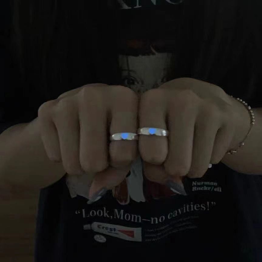 Wholesale Alloy Heart Luminous Live Mouth Adjustable Ring