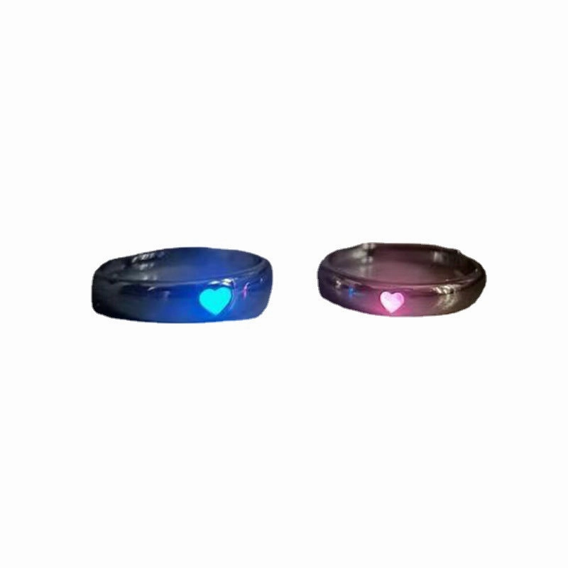 Wholesale Alloy Heart Luminous Live Mouth Adjustable Ring
