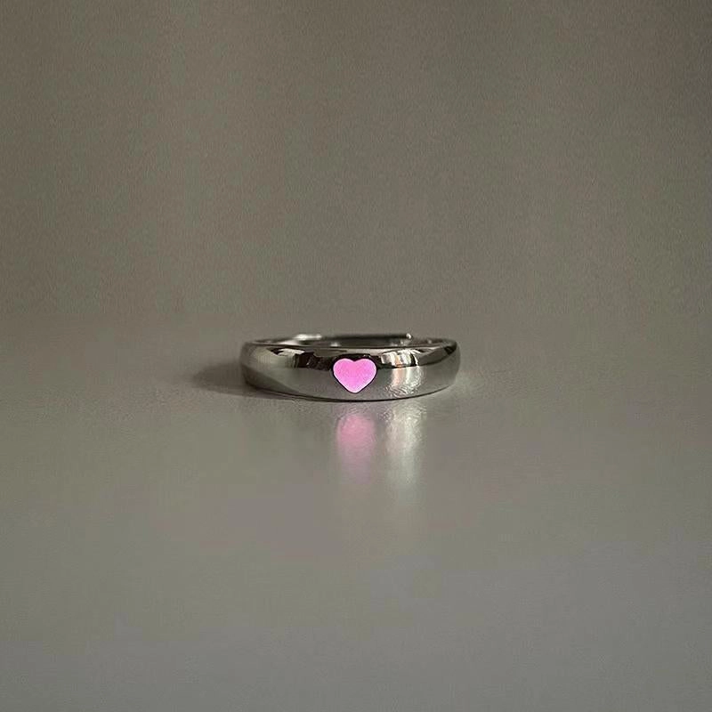 Wholesale Alloy Heart Luminous Live Mouth Adjustable Ring