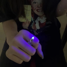 Wholesale Alloy Heart Luminous Live Mouth Adjustable Ring