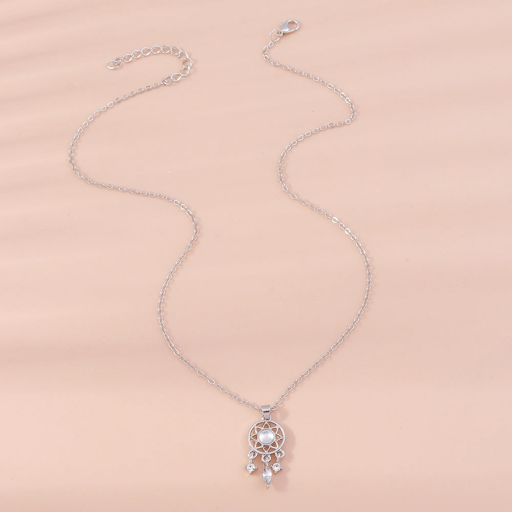 Wholesale Alloy Hollow Window Grille Geometric Pendant Necklace