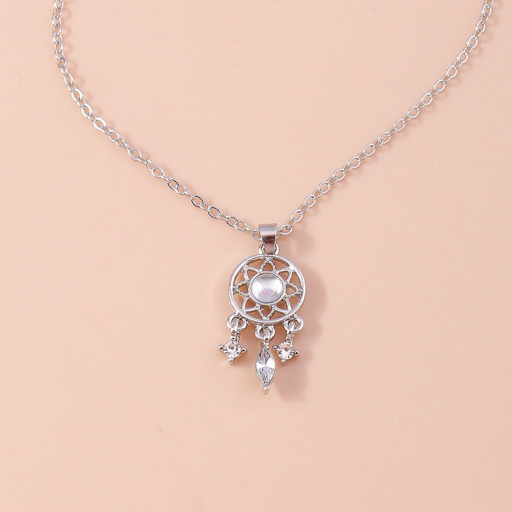 Wholesale Alloy Hollow Window Grille Geometric Pendant Necklace