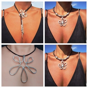 Wholesale Alloy Korean Velvet Wax Rope CCB Hollow Big Flower Pendant Necklaces
