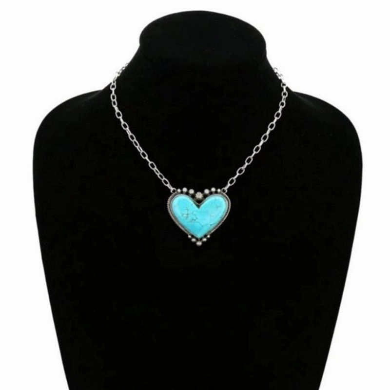 Wholesale Alloy Love Turquoise Pendant Necklace