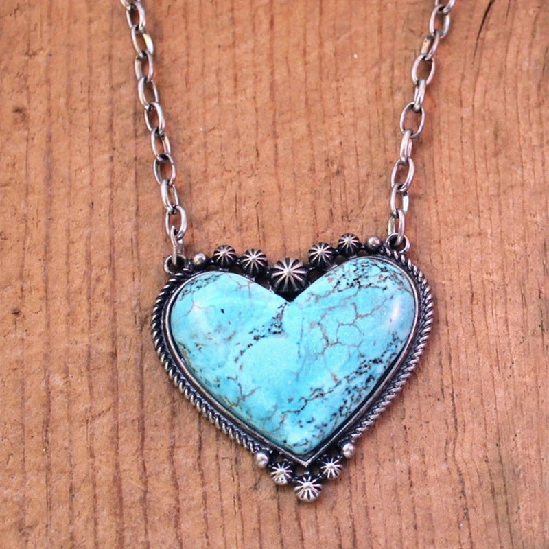 Wholesale Alloy Love Turquoise Pendant Necklace