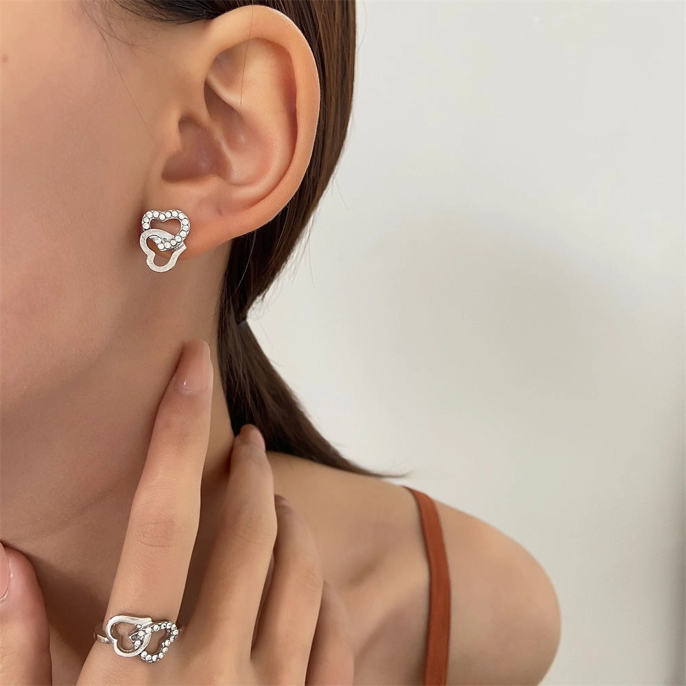 Wholesale Alloy New Arrival Heart Ring Necklace Earrings Set