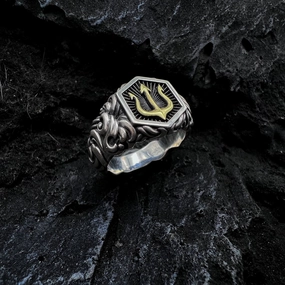 Wholesale Alloy Ocean Trident Poseidon Ring
