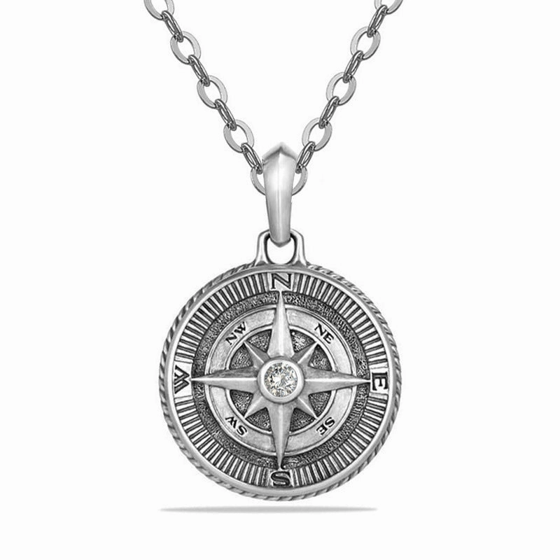 Wholesale Alloy Octagram Compass Pendant Necklace
