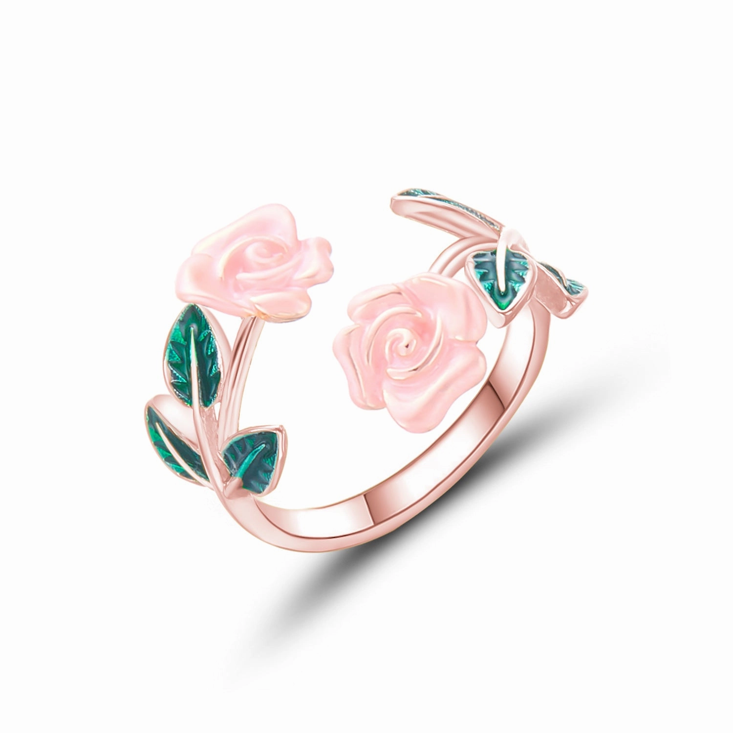Wholesale Alloy Oil Drop Rose Open Bracelet Ring Set