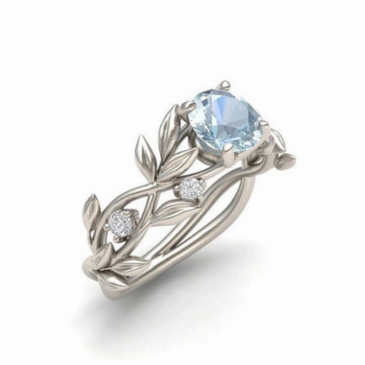 Wholesale Alloy Olive Leaf Multicolor Diamond Ring