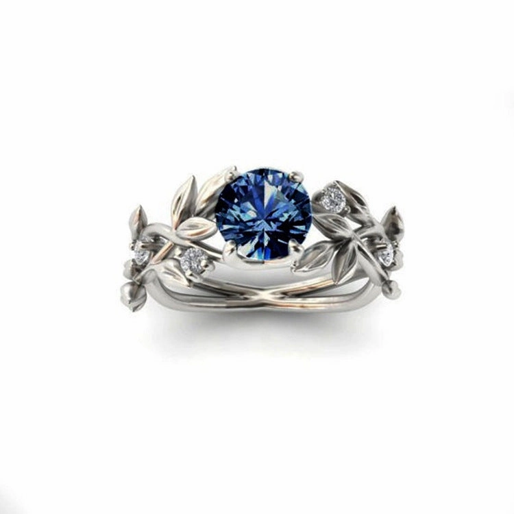 Wholesale Alloy Olive Leaf Multicolor Diamond Ring