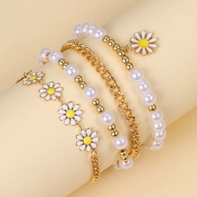 Wholesale Alloy Pearl Daisy Bracelet
