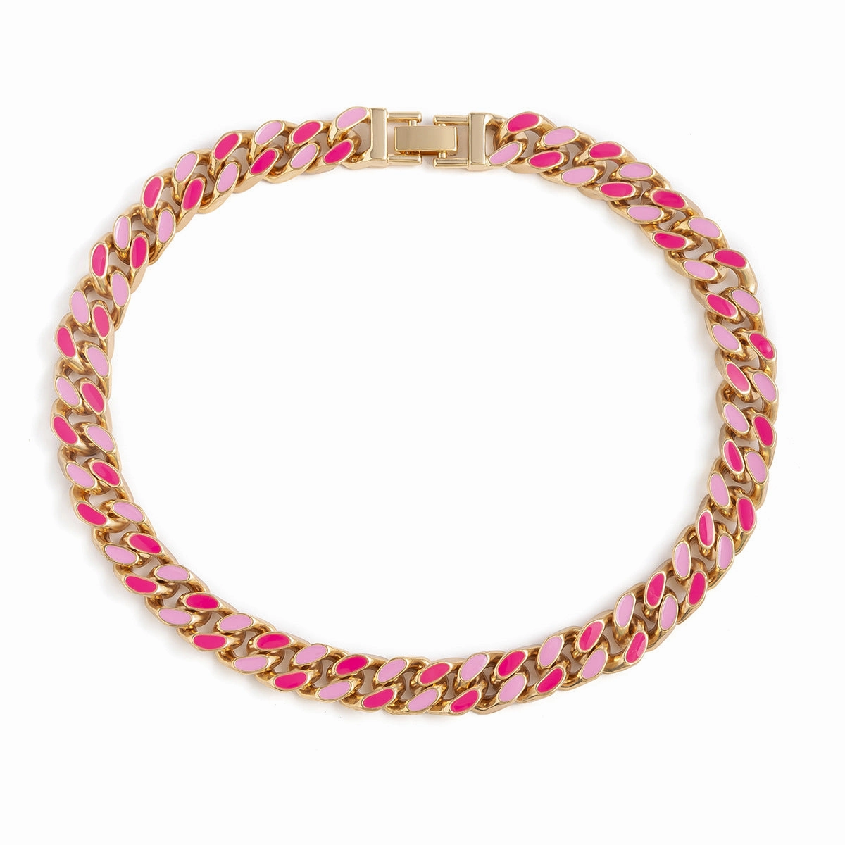 Wholesale Alloy Punk Pink Oil Drip Cuban Chain