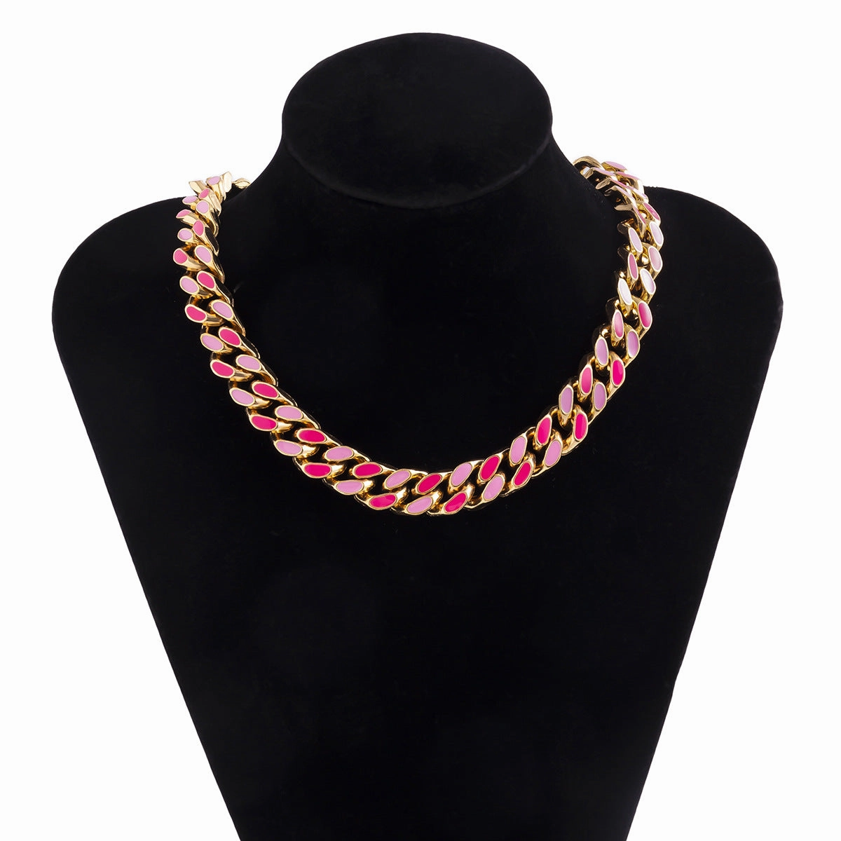 Wholesale Alloy Punk Pink Oil Drip Cuban Chain