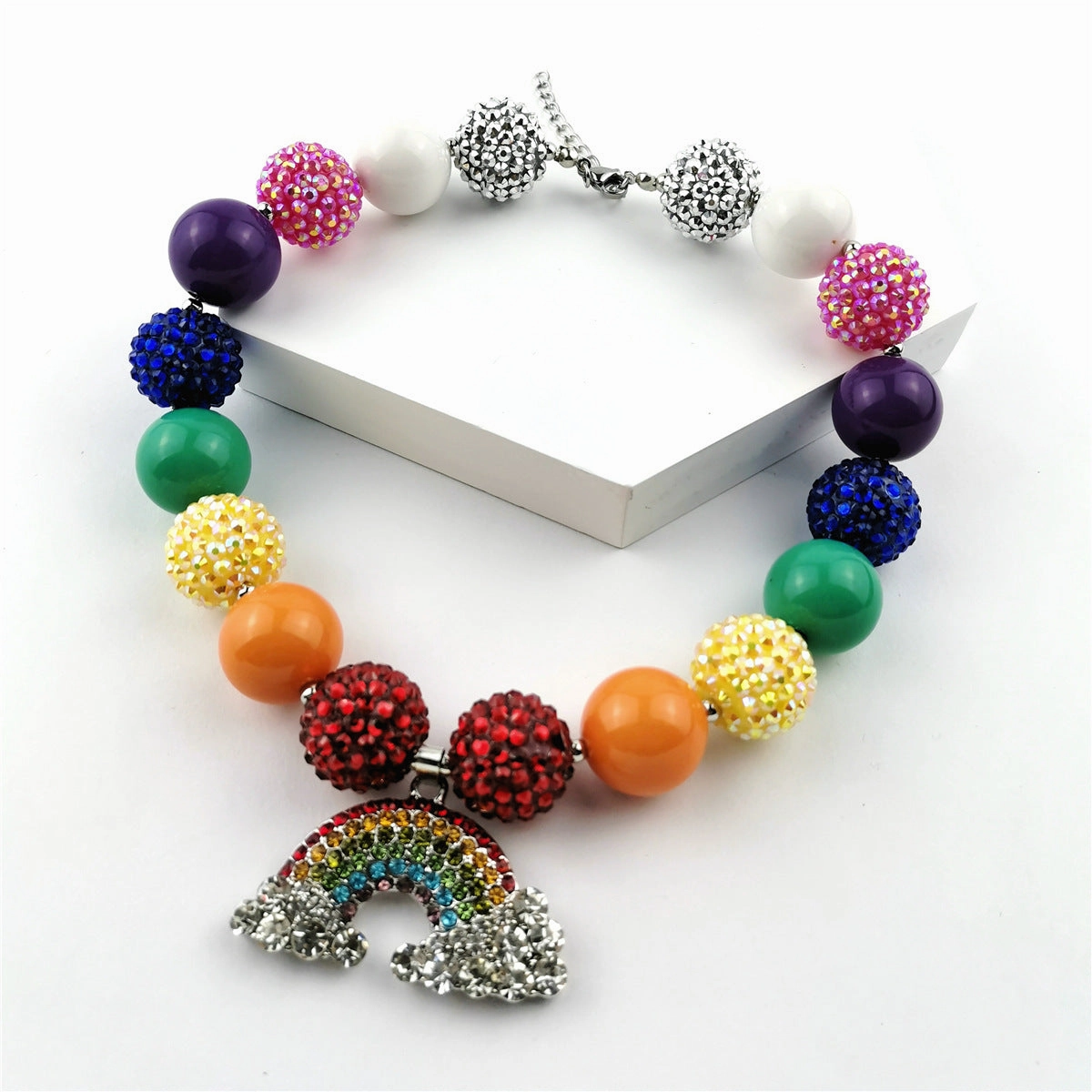 Wholesale Alloy Rainbow Pendant Beaded Necklaces