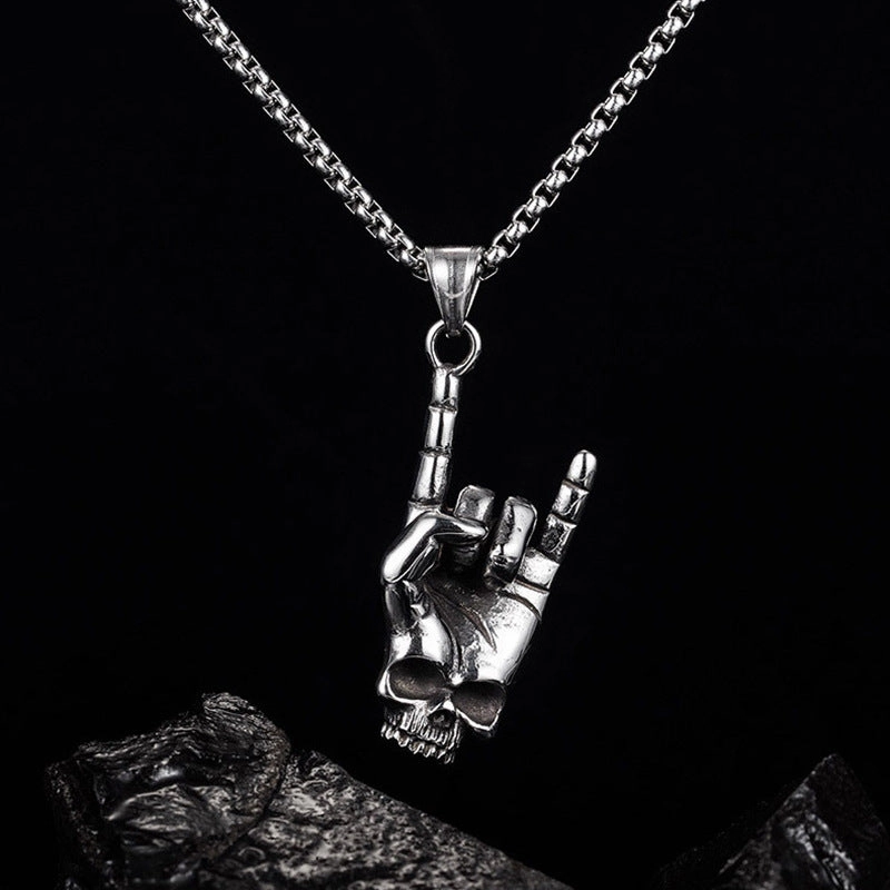 Wholesale Alloy Rock Love You Gesture Men's Pendant Necklace