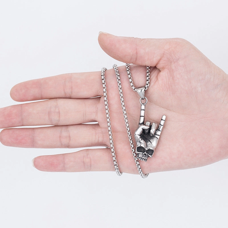 Wholesale Alloy Rock Love You Gesture Men's Pendant Necklace